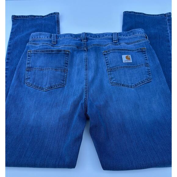 Carhartt Rugged Flex Relaxed Fit Mens Blue Jeans 36x34 Straight Leg Workwear - Picture 9 of 12